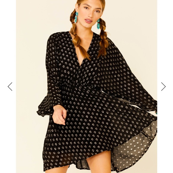 Band of Gypsies Dresses & Skirts - BAND OF GYPSIES BLACK METALLIC HEART MINI DRESS